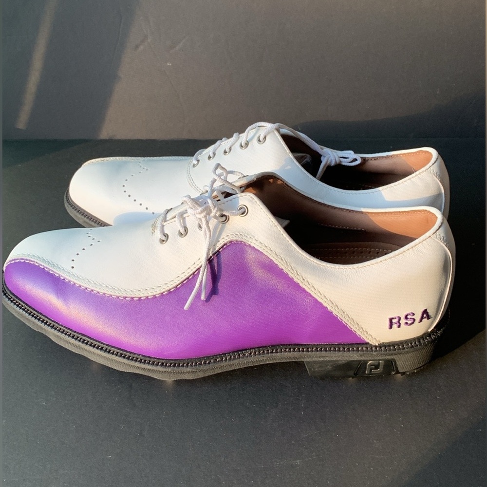 Footjoy Icon Traditional Golf Shoes White W/ Purple (11.5)